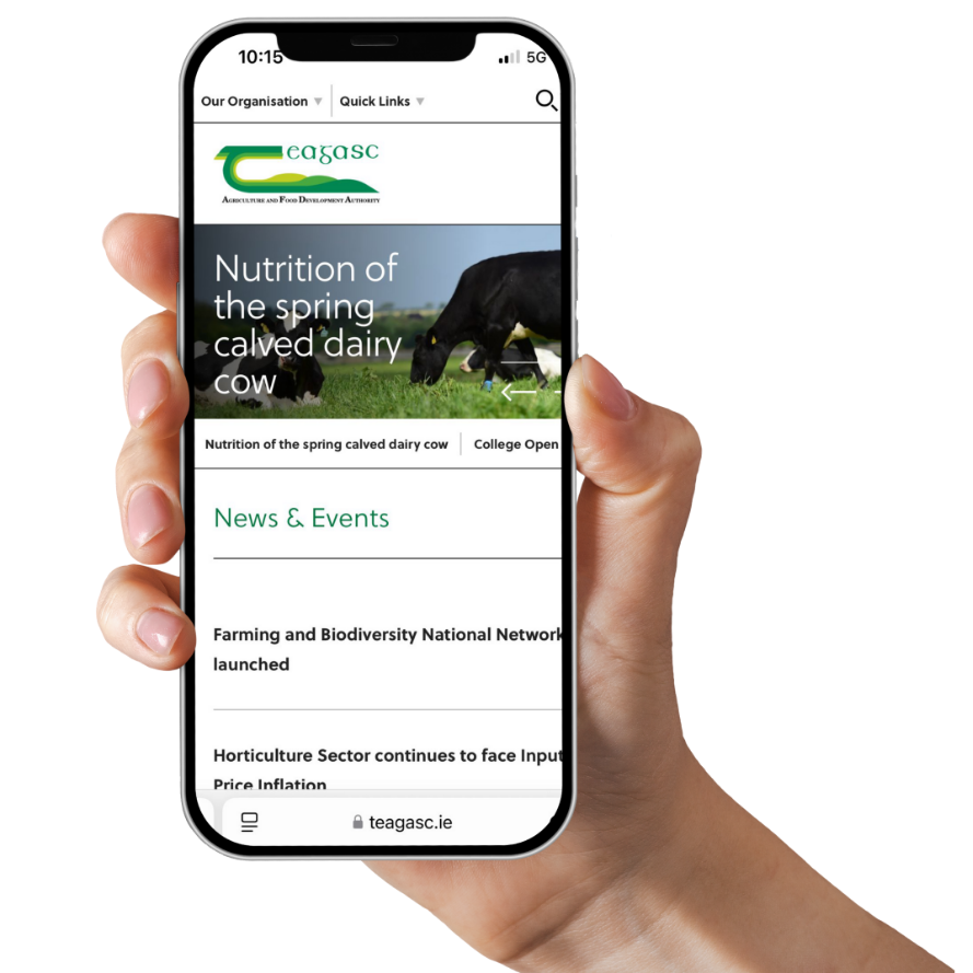 The Teagasc app displayed in someones hand