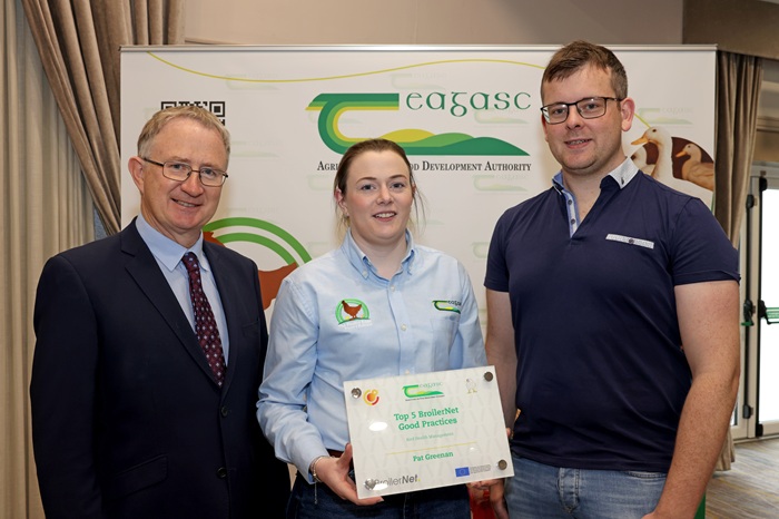 Professor Frank O'Mara, Rebecca Tierney and Pat Grennan pictured at the Teagasc National Poultry Conference in Monaghan