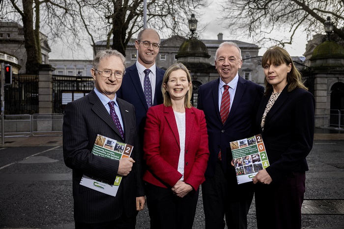 Pictured at the launch of the ‘Advancing Innovation, Sustainability and Technical Performance of the Agri-Food Sector in 2024’ report are from left to right: Director of Teagasc, Professor Frank O Mara; Dr Stan Lalor, Director of Knowledge Transfer at Teagasc; Dr. Siobhán Jordan, Head of Technology Transfer and Commercialisation at Teagasc; Professor Pat Dillon, Director of Research at Teagasc; an