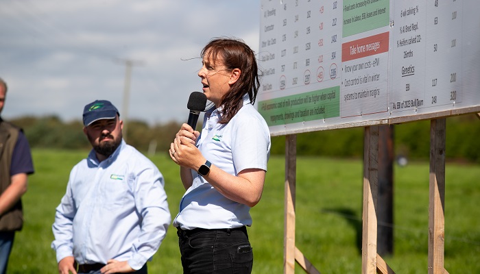 Kay O Connell speaking at the winter milk open day