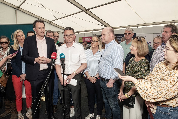 Charlie McConalogue T.D., Minister for Agriculture, Food and the Marine; Patrick O'Donovan T.D., Minister for Further and Higher Education, Research, Innovation and Science; Senator Pippa Hackett, Minister of State at the Department of Agriculture, Food and the Marine with special responsibility for Land Use and Biodiversity; Professor Frank O'Mara, Teagasc Director and Liam Herlihy, Teagasc Chair