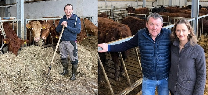 Aonghusa Fahy and Shane and Grainne Keaveney pictured on their respective farms