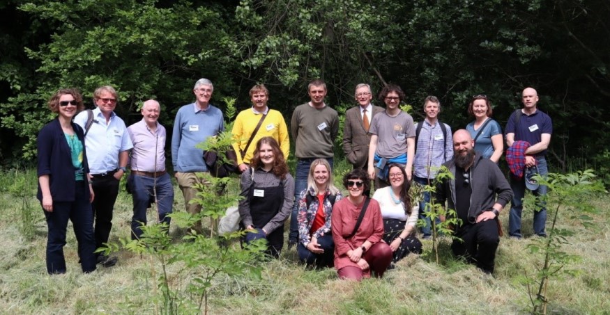 Group photo of attendees in the Ash gene-bank at Phoenix Park, Dublin