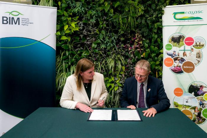 Caroline Bocquel CEO of BIM and Professor Frank OMara Director of Teagasc Pictured signing the MOU