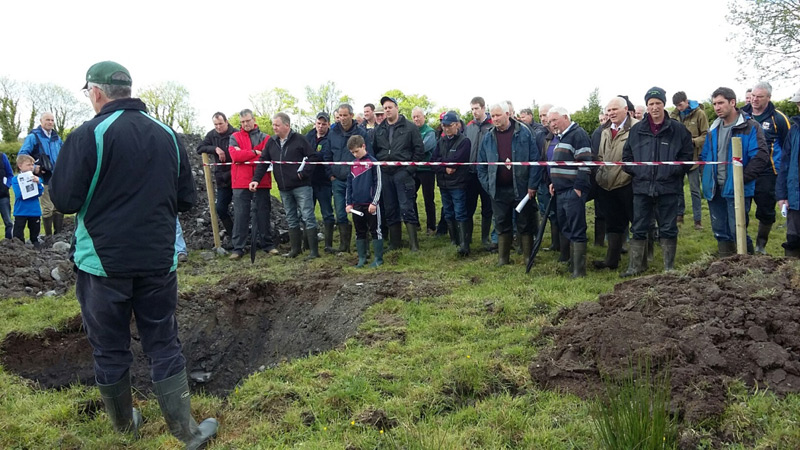 James O’Loughlin discussing drainage options on Charlie Whiriskey’s farm