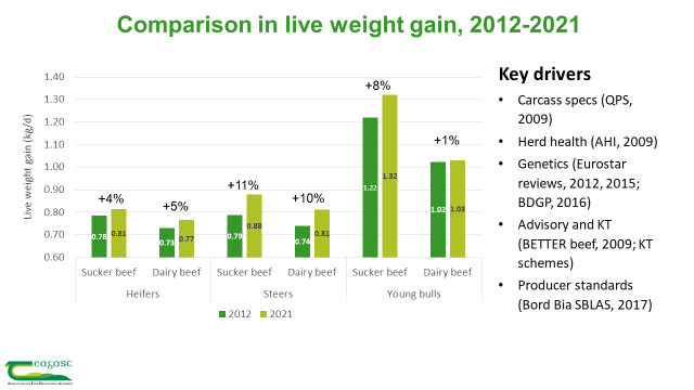 Comparison of live weight gain