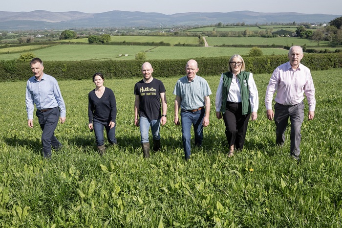 Pictured at the launch of the event on the farm in Ballylooby, Cahir, Co. Tipperary are Dr Tom O'Dwyer, Head of Teagasc Signpost Programme; Nora O'Donovan, Teagasc/Dairygold Joint Programme Coordinator; hosts Brendan and John Walsh; Maureen O'Meara, FBD; and Donal Mullane, Teagasc Tipperary Regional Manager. Photo O'Gorman Photography