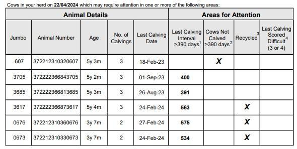 Action list from ICBF calving report