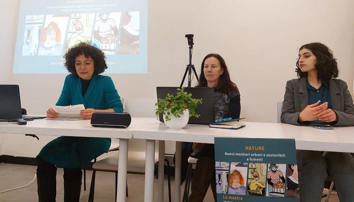 Elisabetta Degli Esposti Merli Anita Furey and Shivani Lopez Wadke NATURE project event in Bologna