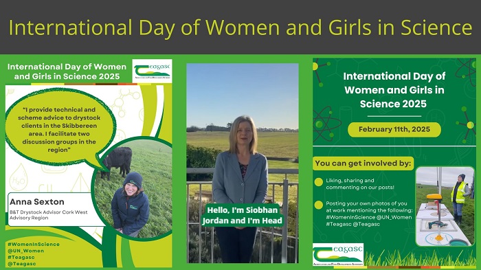 A graphic featuring a picture of Anna Sexton and Siobhan Jordan along with details of the social media campaign for International Day for Women and Girls in Science as contained within text of article