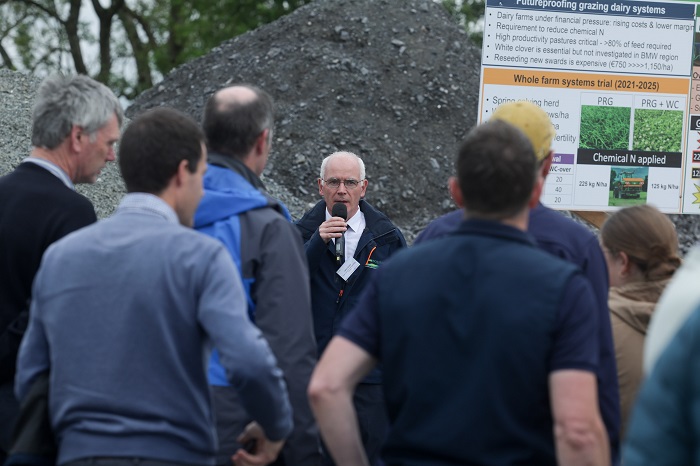 John Kelly addressing crowds at the Ballyhaise 2024 Dairy Open Day