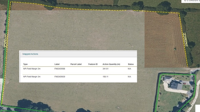 Screenshot of a field margin being mapped using the GLAMS system