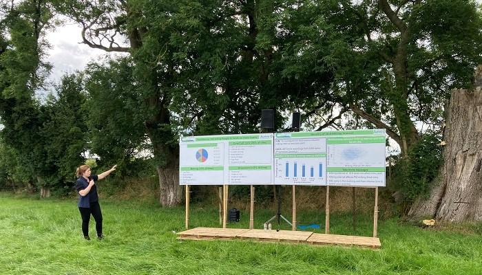 Martina Gormley discussing labour efficiency on dairy farms at the Connelly farm walk