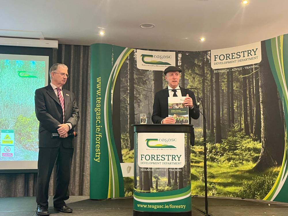 Minister Healy Rae is pictured speaking at Talking Timber