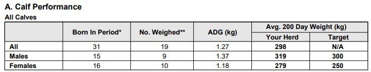 Calf performance at 200 days 2024