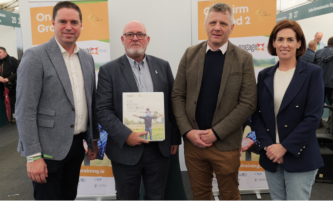 Martin Heydon T.D, Seán Cooke, CEO of the Men’s Development Network, Fergal Fox from HSE Health and Wellbeing and Hildegarde Naughton T.D, launched On Feírm Ground 2.