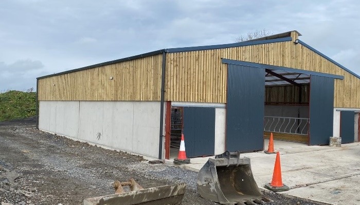 Outside view of shed featuring sliding doors and yorkshire boarding