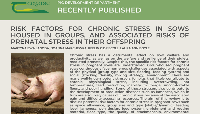 PDD Recently Published paper on Chronic Stress in Sows