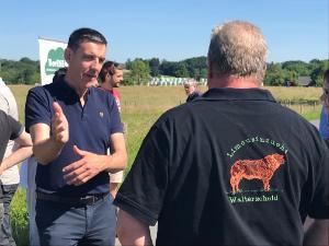 Photo of Pearse Kelly, Head of Drystock Knowledge Transfer in Teagasc speaking at an open day