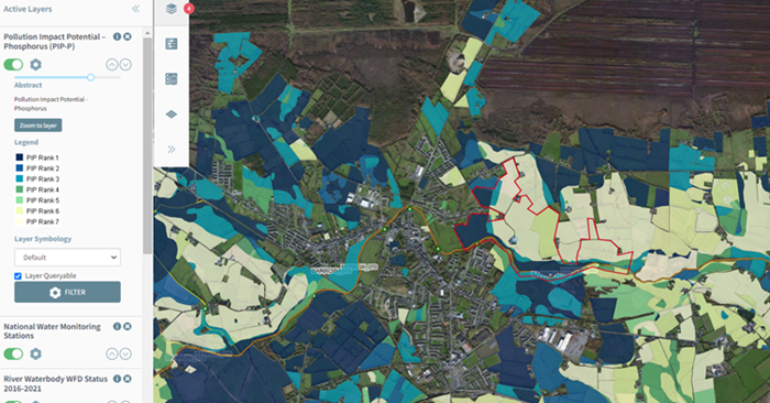 Pollution Impact Potential map show P loss on John Dunnes farm