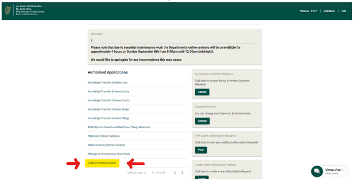 Screenshot of DAFM home page