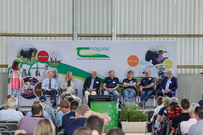 Joining Maeve Dineen at the 'Securing your future in beef farming' forum were: Pat McDonagh, Supermac's; Ciaran Fitzgerald, Agri economist; Ken Gill, organic farmer; Eamonn and Donnacha, McCarthy, beef farmers; and Marie Donnelly, Chair of the Climate Change Advisory Council.