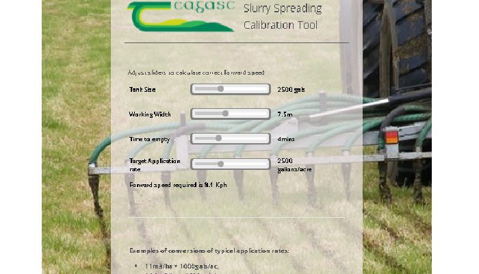 Teagasc Online Slurry Spreader Calibration Calculator