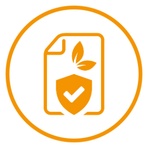An icon of an orange checked box inside an orange circle on a white background