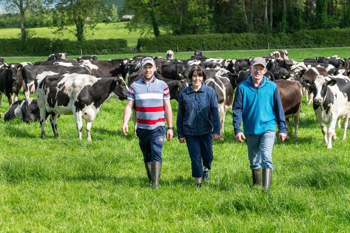 “Dairying at Dusk” - An Evening Walk through an Award-Winning Farm takes place on the farm of John and Brendan Walsh, winners of the 2024 Teagasc/FBD Environmental Sustainability Award on Tuesday, 10 June at 6:30pm. Pictured are Brendan, Maria and John Walsh, Ballylooby, Cahir, Co. Tipperary. Picture: O'Gorman Photography