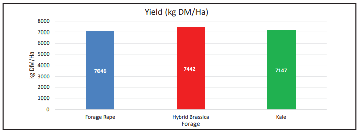 Figure 1: Effect of forage type on pre-grazing yield (kg DM/ha)