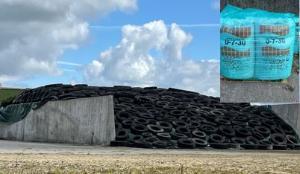 fertiliser bags and silage pit on farm