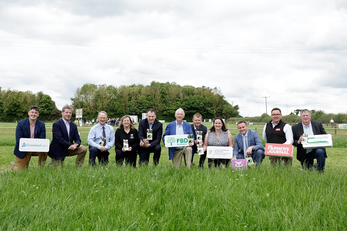 Pictured discussing the details of the Sustainable Grassland Farmer of the Year 2024 competition with Charlie McConalogue T.D., Minister for Agriculture, Food and the Marine at Teagasc Grange, were: John O'Loughlin, Grassland Agro; Liam Herlihy, Chairman of Teagasc; Professor Frank O'Mara, Teagasc Director; Emer O Byrne, FBD; Charlie McConalogue T.D., Minister for Agriculture, Food and the Marine;
