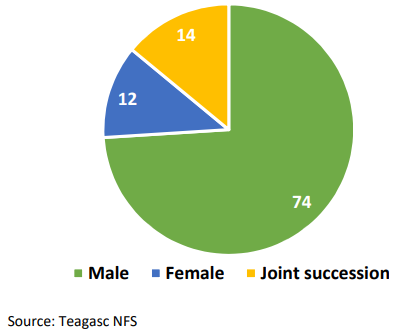 Pie chart showing 74% of successors are male, 12% are female and 14% will be joint succession