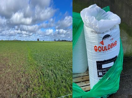 field and bag of feed