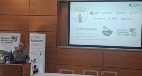 Andrew Bergin, FarmBioNet National Network member, presenting at the All Ireland Pollinator Plan launch.