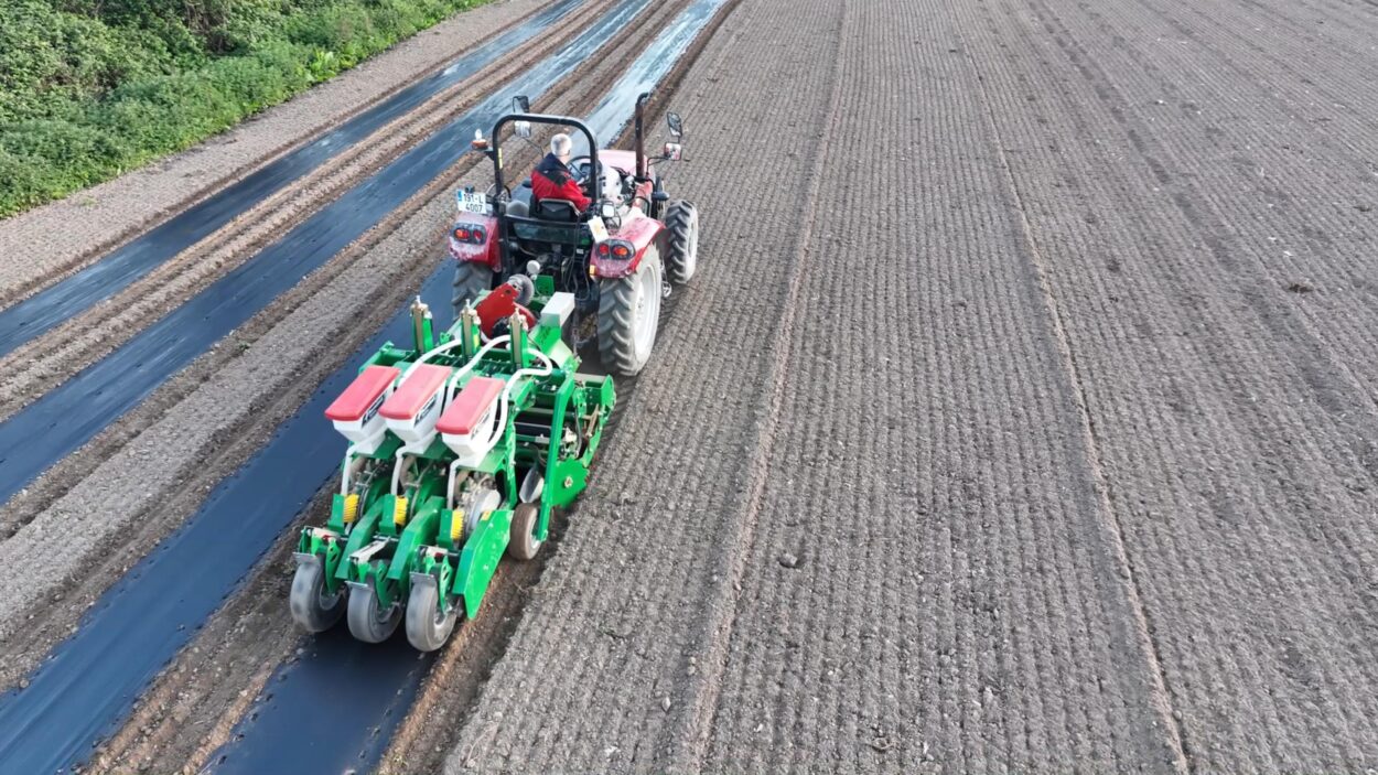 photo of a working biofilm machine in a field