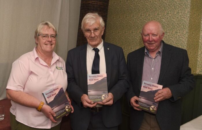 Pictured at the book launch in Westport are: Book Launch in Westport: Catherine Keena Teagasc Countryside Management Specialist, Sean Cadden former Teagasc Hill Sheep Advisor, Martin Gavin Mayo Hill Sheep Farmer