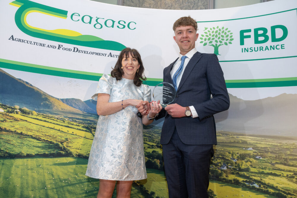 Edmund Motherway is pictured with Dr Anne Marie Butler, Teagasc Head of Education