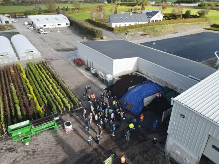Growers and students gather for nursery stock composting demo