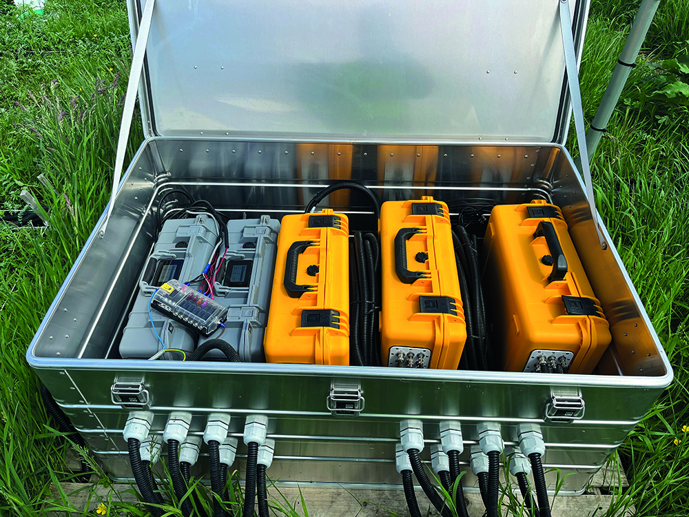 Closer view of equipment in storage containers