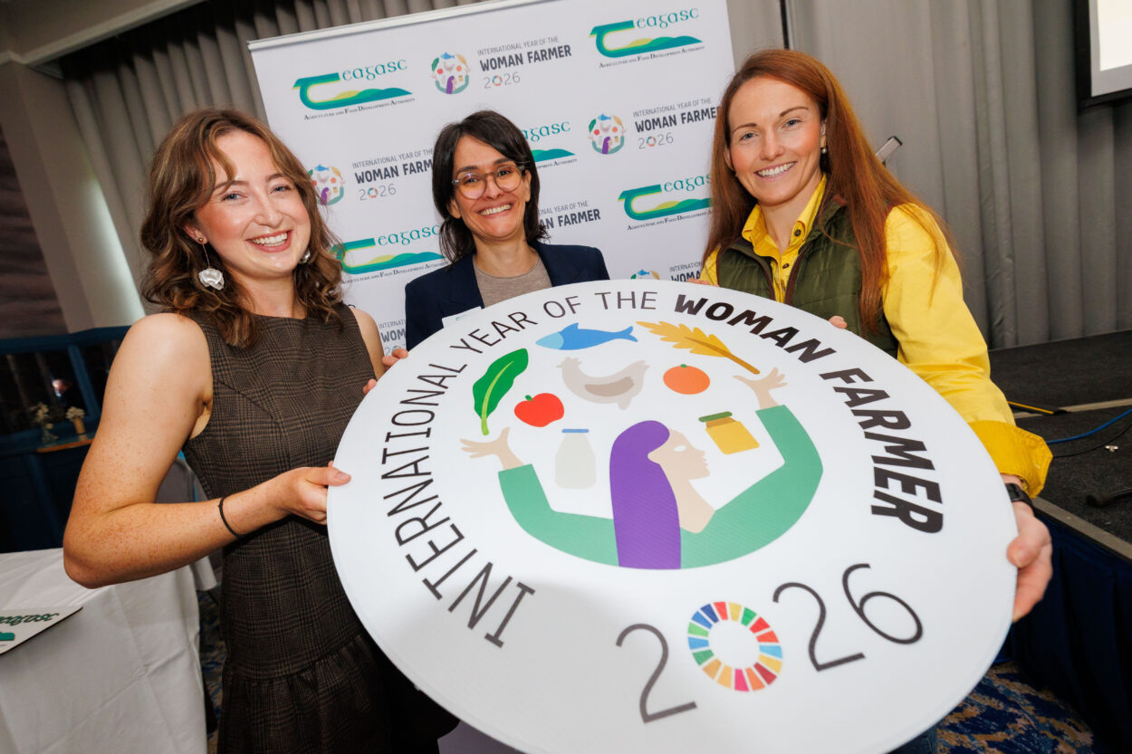 Growing Voices: Women in Farming event were Sophie Bell, full-time farmer, and content creator; Dr. Erika Valério, Gender and Agrifood Expert with the Food and Agriculture Organization of the United Nations; and Carina Roseingrave, International Year of the Woman Farmer Ambassador 2026