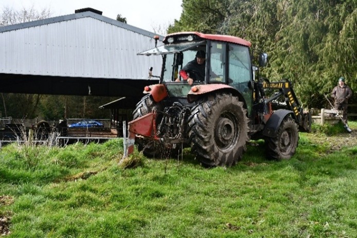 A Zetor tractor and ripper being used to establish a bed prior to hedge planting