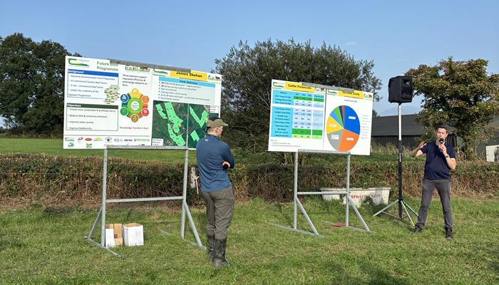 Thomas Gleeson and James Skehan speaking from the farm walk