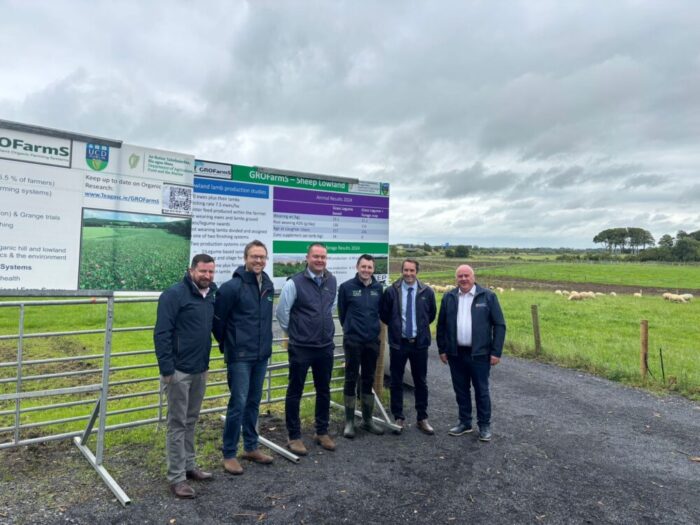 Pictured at Minister Grealish's recent visit to Teagasc Athenry are from left to right: Dr Karl Walsh, Head of the Research, Bioeconomy and Codex Division at the Department of Agriculture, Food and the Marine; Dr Kevin Kilcline, Dr Philip Creighton, Dr Frank Campion and Professor David Kenny; and Noel Grealish TD, Minister of State at the Department of Agriculture, Food and the Marine with special responsibility for research.