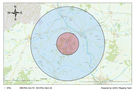 A graphic representing the restriction zone in place in Northern Ireland