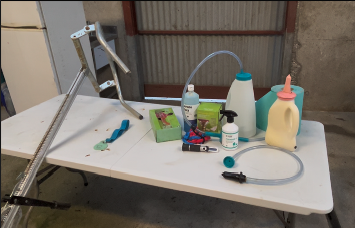 A collection of calving equipment ready to go before the calving season commences