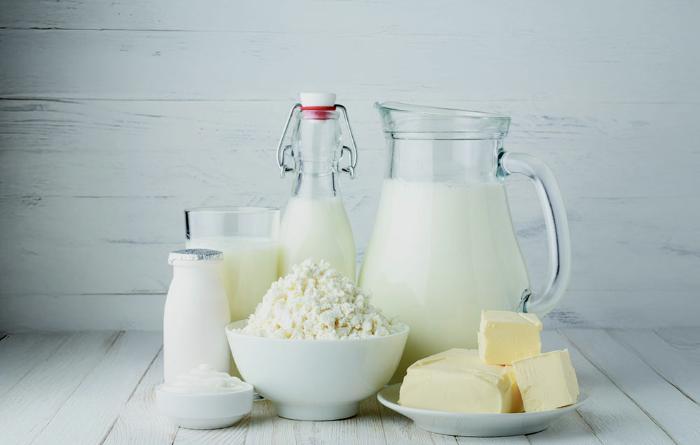A selection of different dairy foods