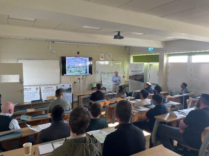Professor Jim McAdam addressing professional foresters at a recent agroforestry training day