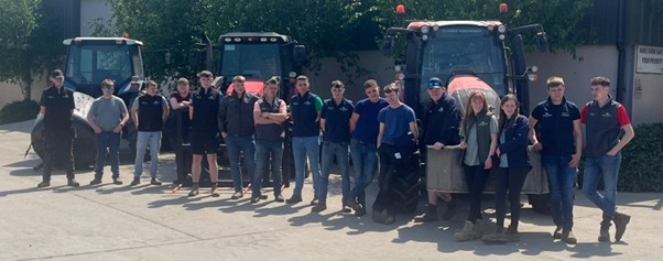 Group photo of the advanced crops and machinery course students 2025 with some of their designs