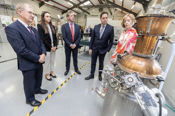 Pictured at the official opening of the National Brewing and Distilling centre in Teagasc Oak Park, Carlow were; Professor Frank O Mara, Teagasc Director, Gemma Merrins, National Brewing and Distilling Centre, Liam Herlihy, Teagasc Chairman, Martin Heydon TD, Minister for Agriculture Food and the Marine, and Lisa Ryan, Manager of the National Brewing and Distilling Centre.